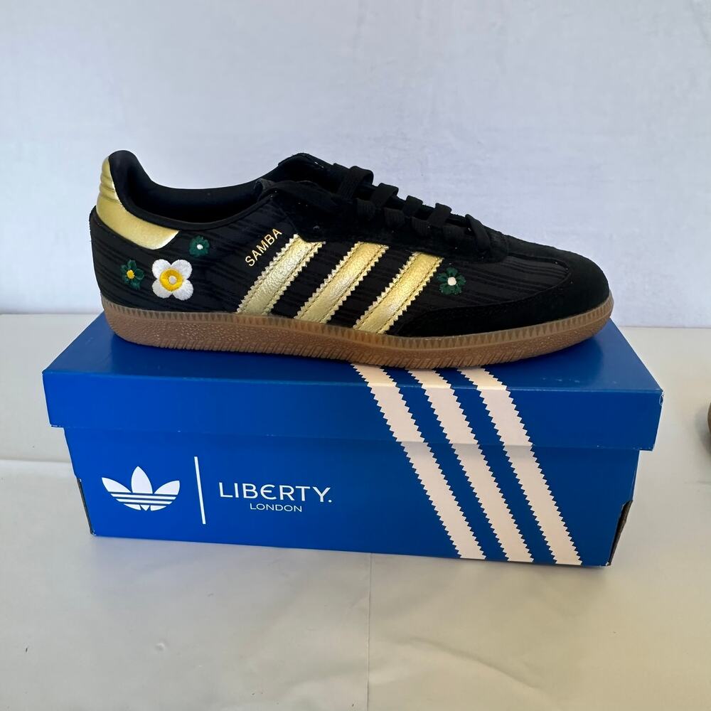 Adidas x Liberty London Samba OG W Black Gold Floral Women's 7.5 IH1331 NIB